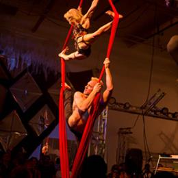 Aerialists Womack and Bowman of Cirque Berzerk presented by Way 2 Much Entertainment at TwentyWonder 2014. Photo by Grant Palmer.
